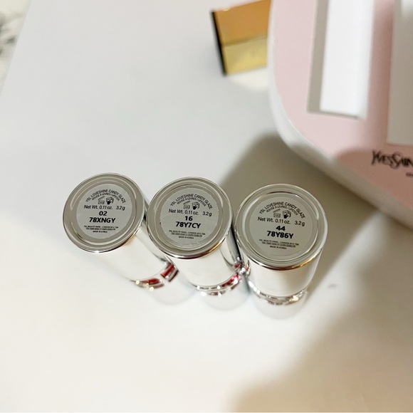 YSL Exclusive Candy Glaze 3 Full Size Lip Set & Pink Jelly Heart Pouch / Clutch - Picture 11 of 17